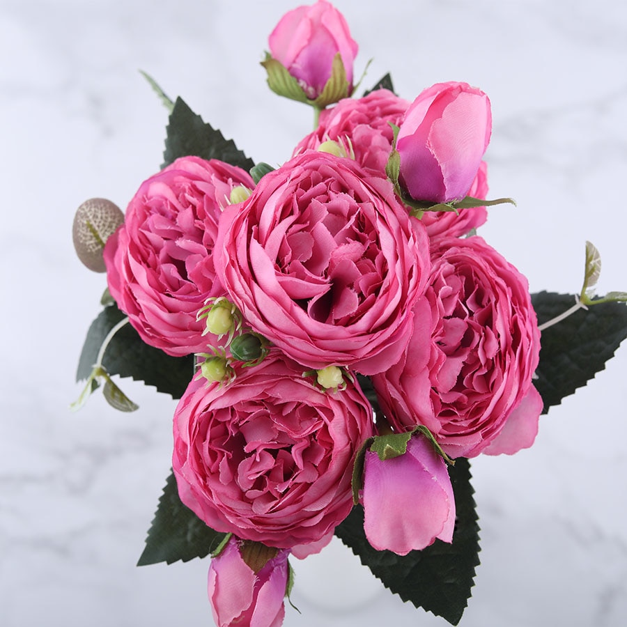 Pink Peony and Rose Home Decor Artificial Flowers Bouquet