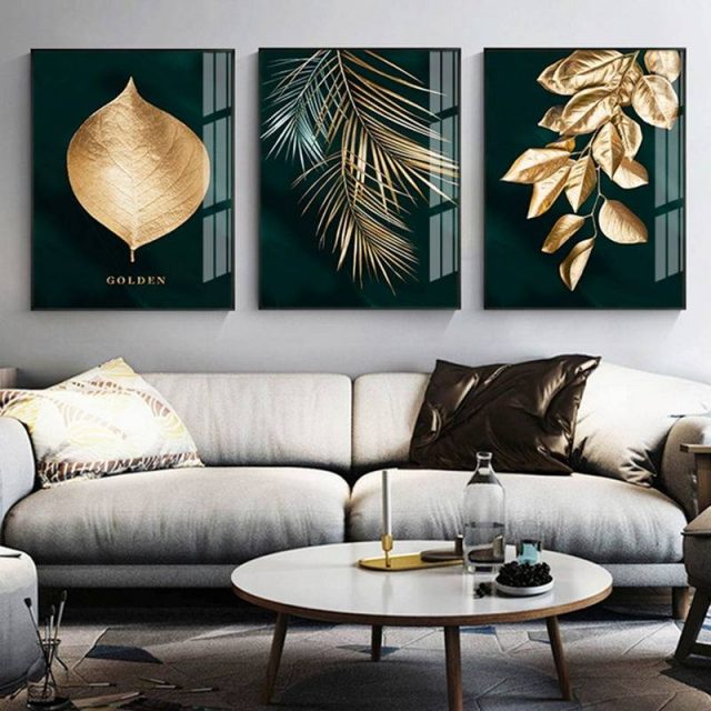 Golden Leaves Wall Canvas